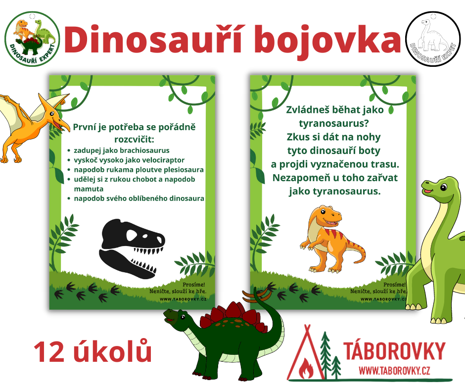 Dinosauří bojovka pro děti vhodná na oslavu či pobyt na chalupě